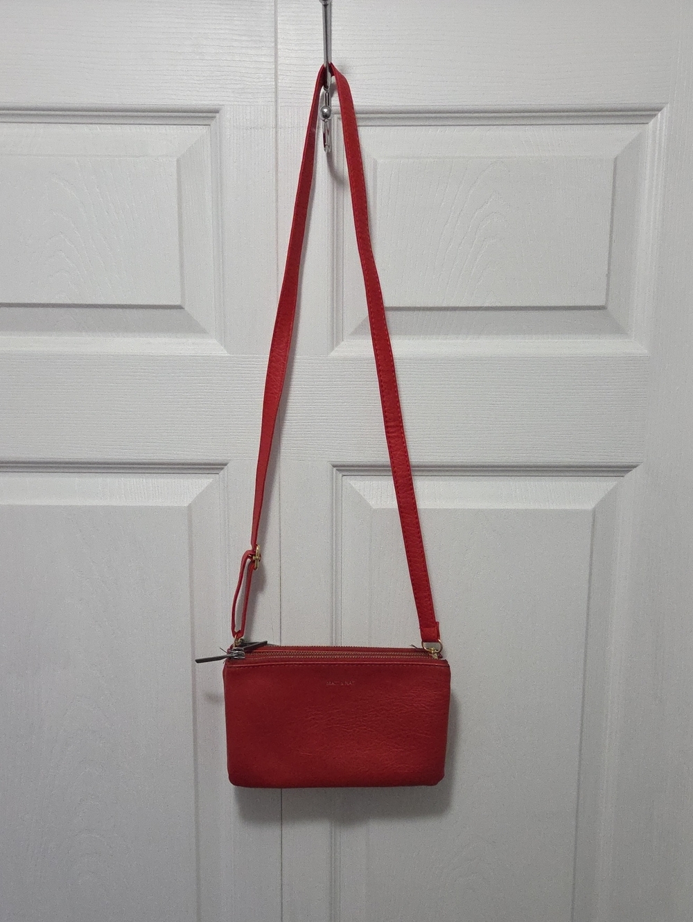 Matt & Nat Red Leather Crossbody with Adjustable Strap